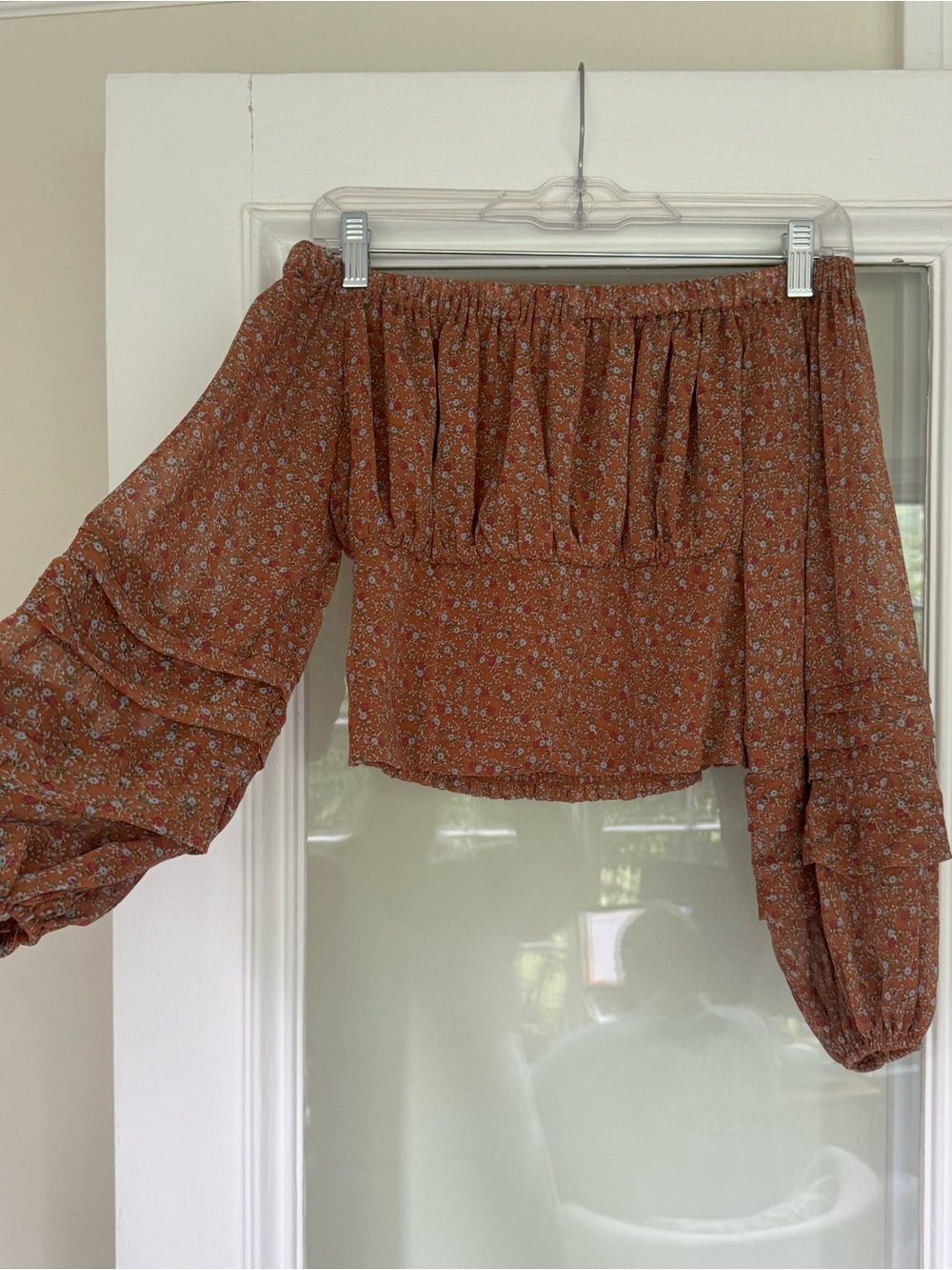 Nordstrom Rust Floral Off-Shoulder Peasant Blouse